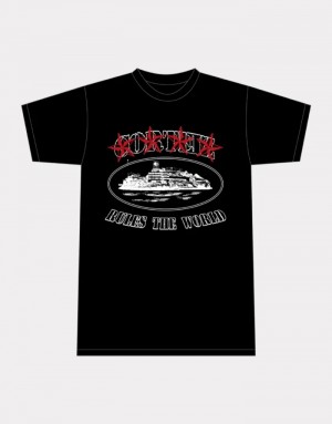 Black Corteiz 4starz Alcatraz T-shirts | 1943PQADM