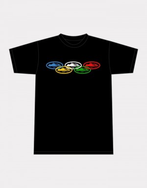 Black Corteiz Alcatraz Olympic T-shirts | 9074NPHVW