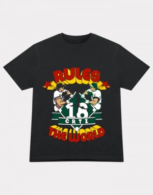 Black Corteiz Rtw Baseball T-shirts | 0819OKCIJ