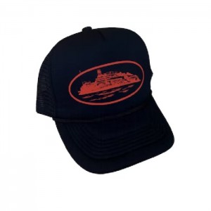 Black / Red Corteiz Alcatraz Trucker Hats | 3789YMFKX