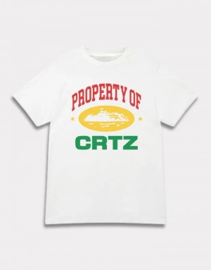 White Corteiz Property Of Crtz Carni T-shirts | 1986HBEVG