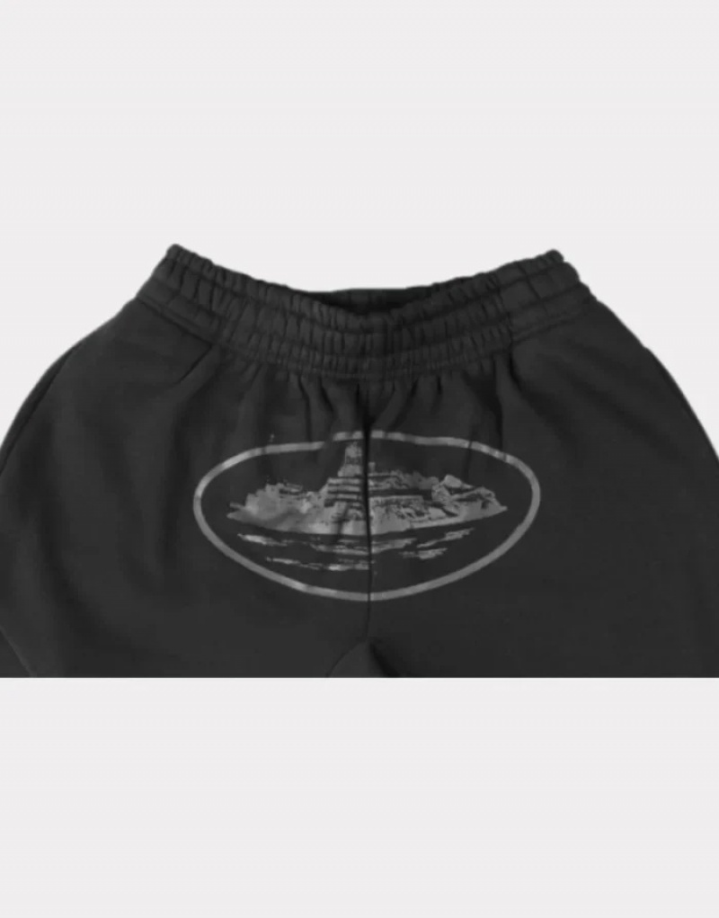 Black Corteiz Alcatraz Triple Shorts | 1397NVTBX