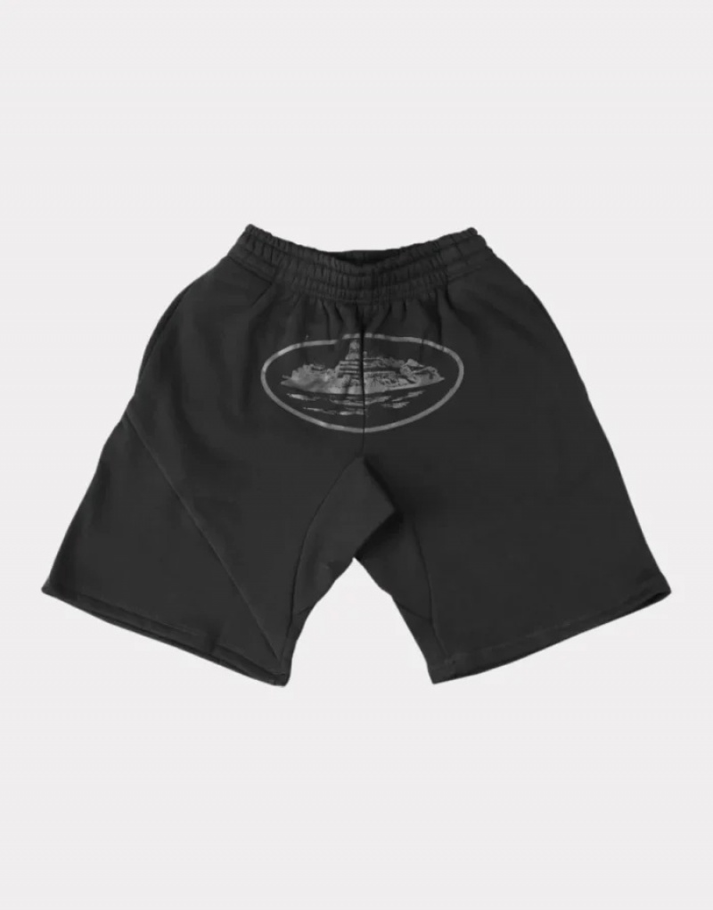 Black Corteiz Alcatraz Triple Shorts | 1397NVTBX
