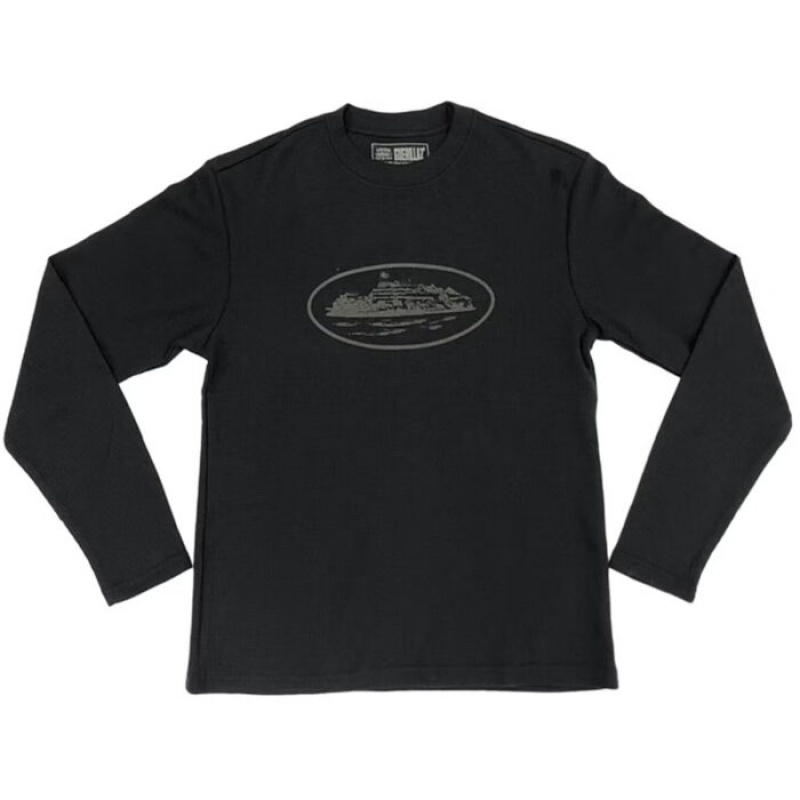 Black Corteiz Alcatraz Waffle L/S Triple Sweatshirts | 5039UDMYA