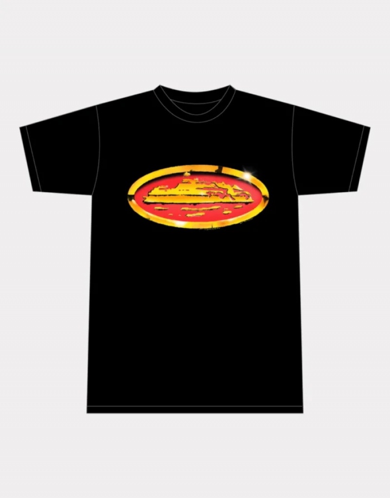 Black Corteiz Shiny Alcatraz T-shirts | 1265ANKMX
