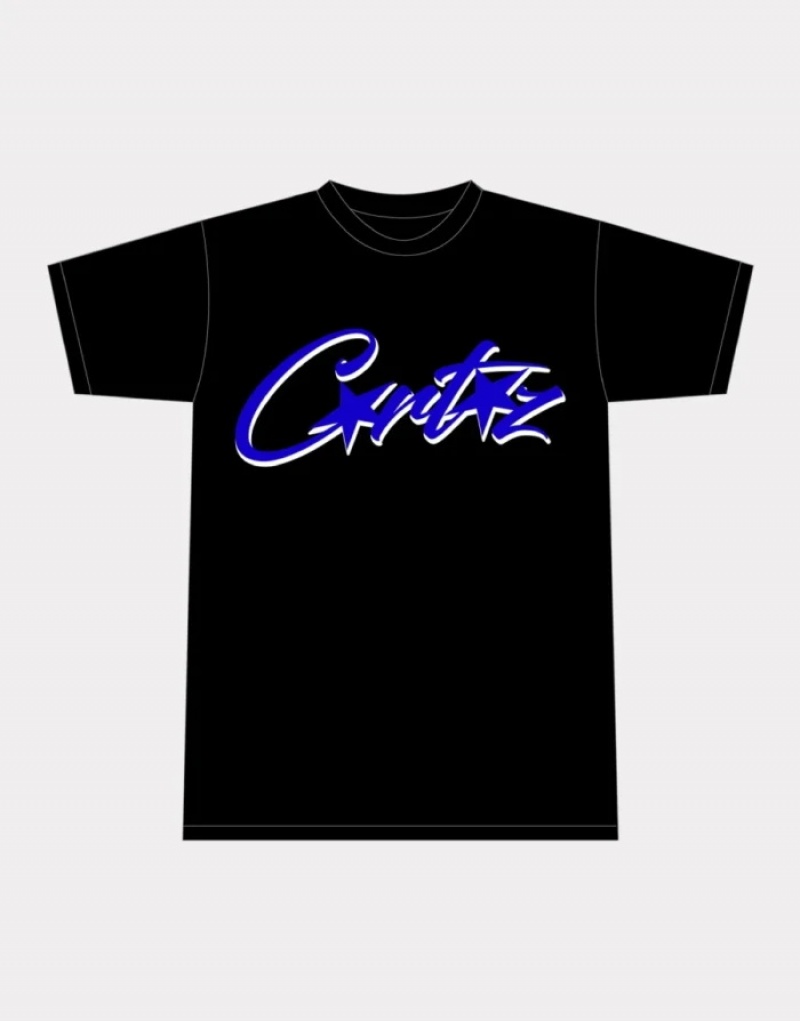 Black / Blue Corteiz Allstarz T-shirts | 4753BVTKO