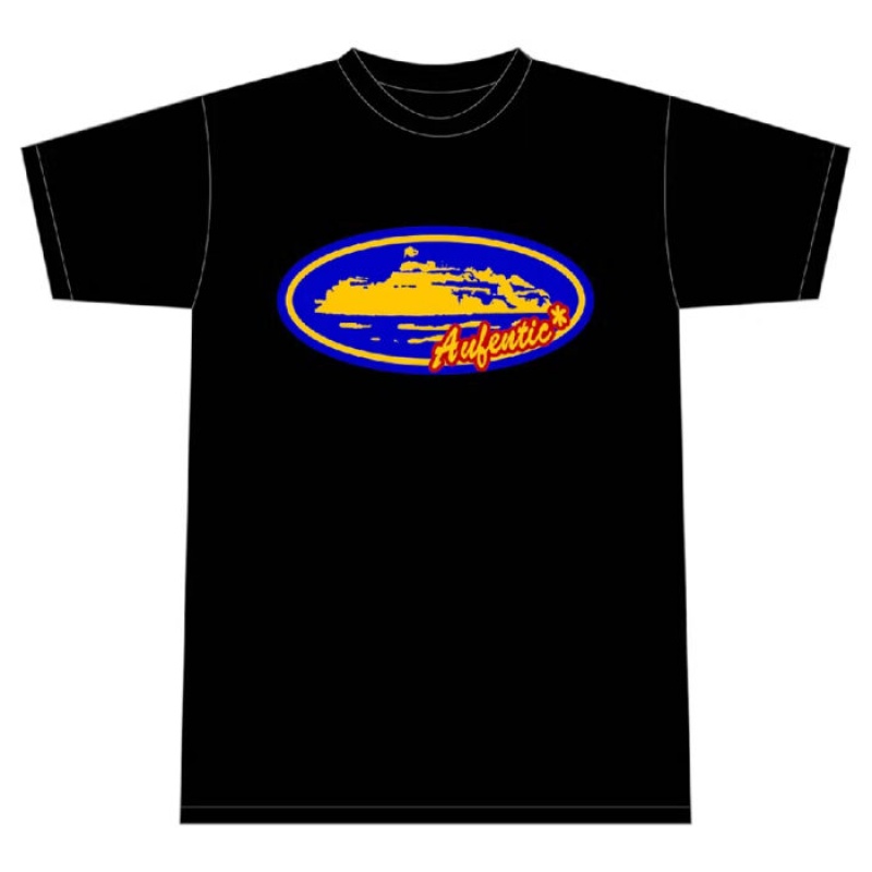 Black / Blue Corteiz Aufentic T-shirts | 8741FKAOG