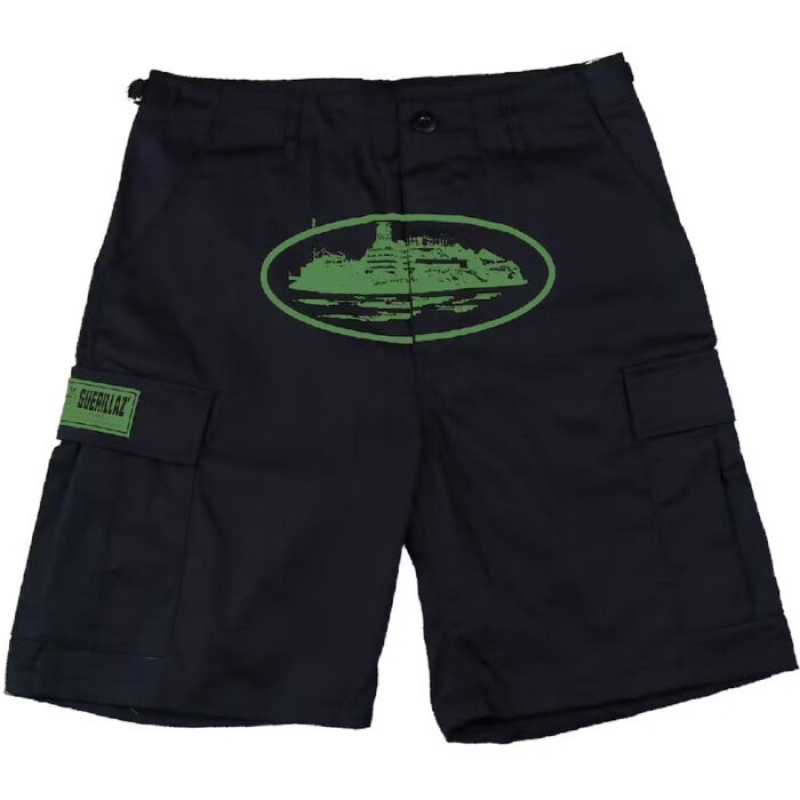 Black / Green Corteiz Guerillaz Shorts | 5372DTPHK