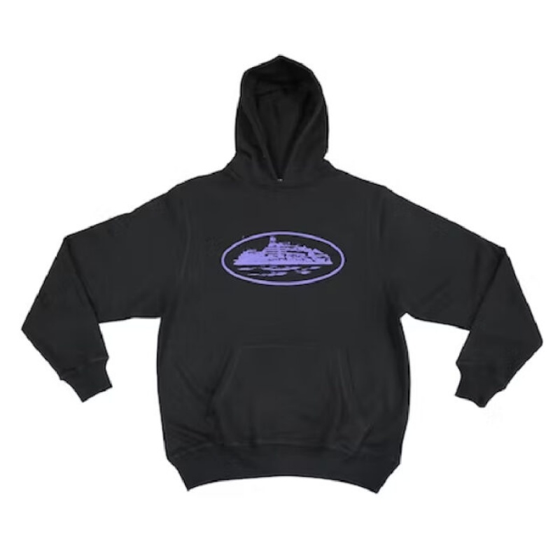 Black / Purple Corteiz Alcatraz Hoodie | 9124OJRCS