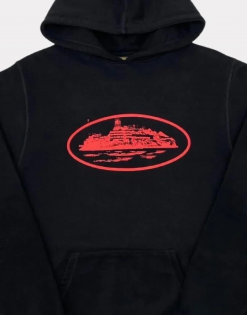 Black / Red Corteiz Alcatraz Hoodie | 4125GFNUV
