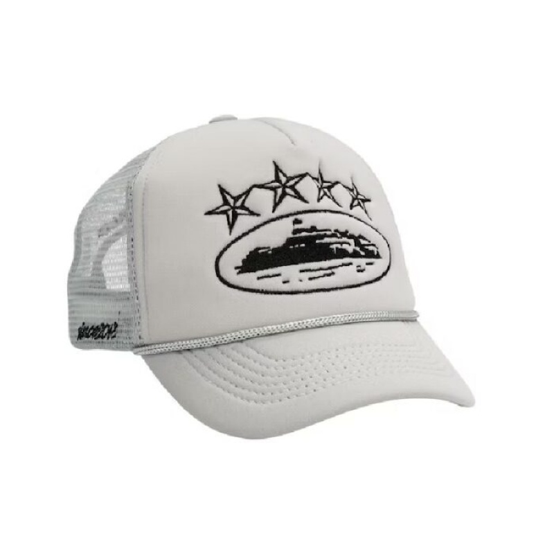 Grey Corteiz 4starz Alcatraz Trucker Hats | 2945QICMB