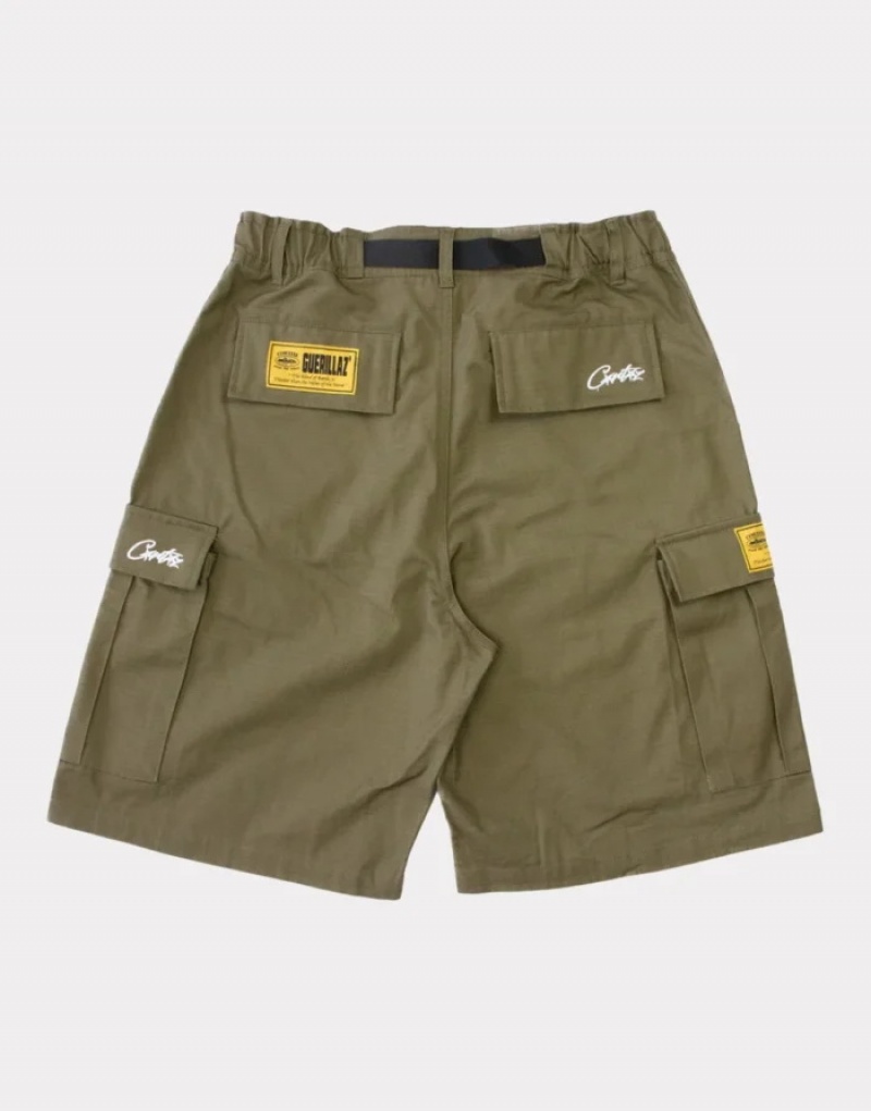 Khaki / Green Corteiz Alcatraz Shorts | 6270YQFUO