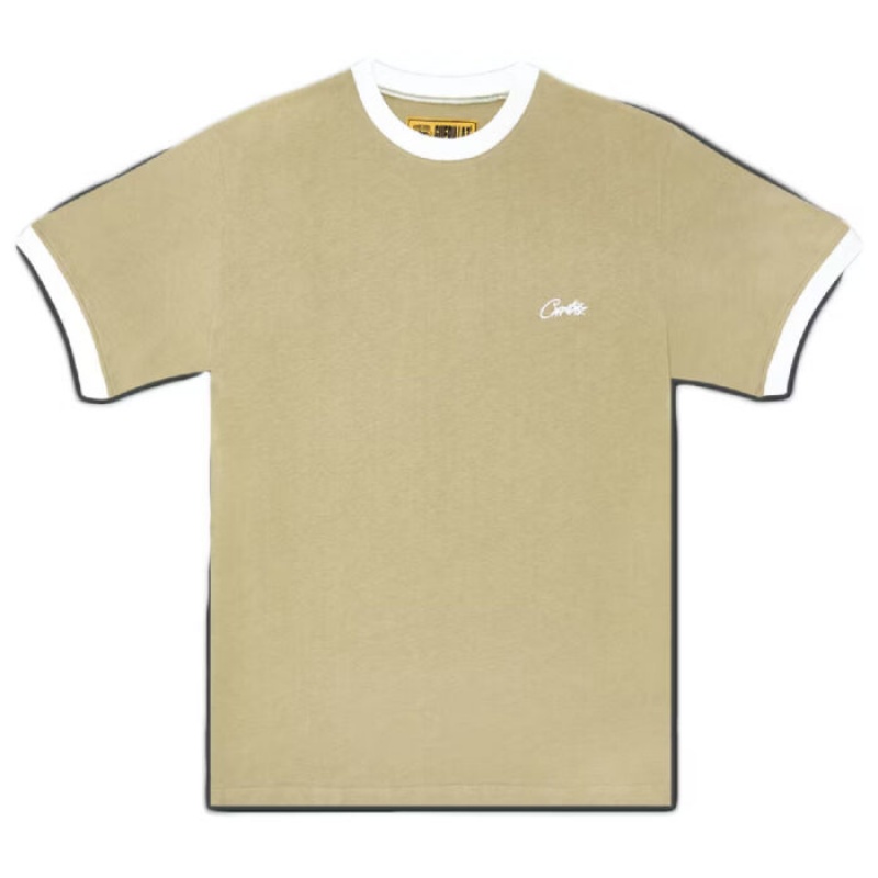 Light / Khaki Corteiz Allstarz Ribbed T-shirts | 2187FGSEH