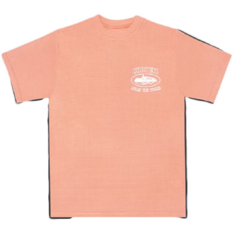 Pink Corteiz Insignia Short Sleeve Waffle Salmon T-shirts | 3420YBSPU