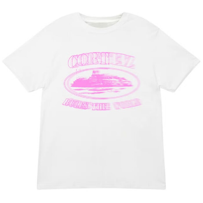 Pink Corteiz Pink Blur Alcatraz T-shirts | 6379EQRLU