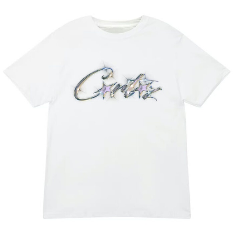 White Corteiz Allstarz Sparkle T-shirts | 4758DZOPS